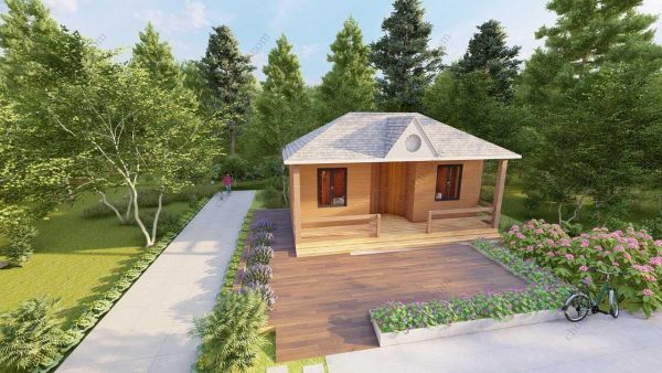 Bản vẽ kiến ​​trúc nhà gỗ hiện đại 8,4x5,2m - Bản thiết kế nhà nghỉ dưỡng tùy chỉnh - Hình ảnh 10