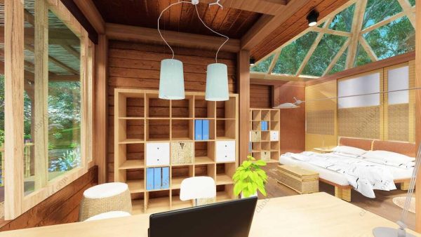 Bản vẽ kiến ​​trúc nhà gỗ hiện đại 12,3x11m - Bản thiết kế nhà nghỉ dưỡng tùy chỉnh - Hình ảnh 9