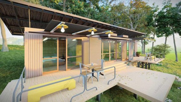 Bản vẽ kiến ​​trúc nhà gỗ hiện đại 14,8x7,3m - Bản thiết kế nhà nghỉ dưỡng tùy chỉnh - Hình ảnh 5