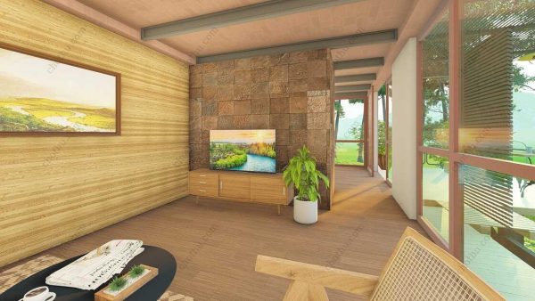Bản vẽ kiến ​​trúc nhà gỗ hiện đại 14,8x7,3m - Bản thiết kế nhà nghỉ dưỡng tùy chỉnh - Hình ảnh 8