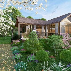 Bản vẽ kiến ​​trúc nhà gỗ hiện đại 10,8x9m - Bản thiết kế nhà nghỉ dưỡng tùy chỉnh