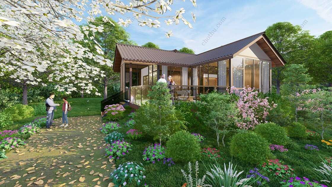 Bản vẽ kiến ​​trúc nhà gỗ hiện đại 10,8x9m - Bản thiết kế nhà nghỉ dưỡng tùy chỉnh