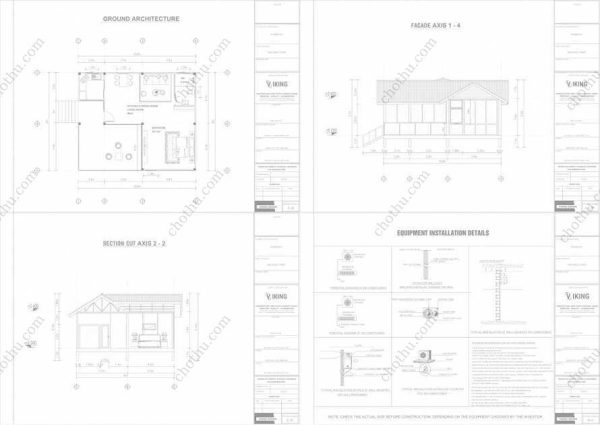 Bản vẽ kiến ​​trúc nhà gỗ hiện đại 10,8x9m - Bản thiết kế nhà nghỉ dưỡng tùy chỉnh - Hình ảnh 2