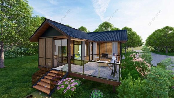 Bản vẽ kiến ​​trúc nhà gỗ hiện đại 10,8x9m - Bản thiết kế nhà nghỉ dưỡng tùy chỉnh - Hình ảnh 4