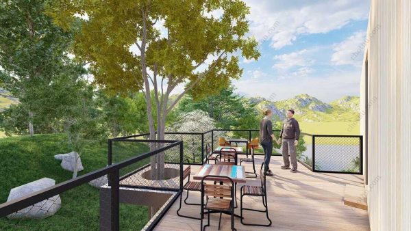 Bản vẽ kiến ​​trúc - Cabin hiện đại 7,3x14,8m có gác xép - Bản thiết kế nhà nghỉ dưỡng tùy chỉnh - Hình ảnh 12