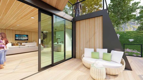 Bản vẽ kiến ​​trúc - Cabin hiện đại 7,3x14,8m có gác xép - Bản thiết kế nhà nghỉ dưỡng tùy chỉnh - Hình ảnh 5