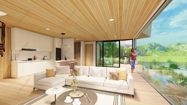 Bản vẽ kiến ​​trúc - Cabin hiện đại 7,3x14,8m có gác xép - Bản thiết kế nhà nghỉ dưỡng tùy chỉnh - Hình ảnh 6
