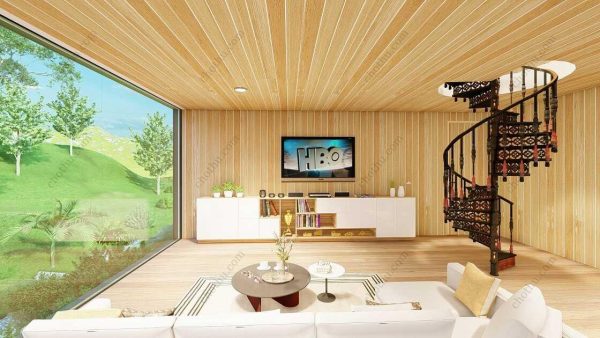 Bản vẽ kiến ​​trúc - Cabin hiện đại 7,3x14,8m có gác xép - Bản thiết kế nhà nghỉ dưỡng tùy chỉnh - Hình ảnh 8