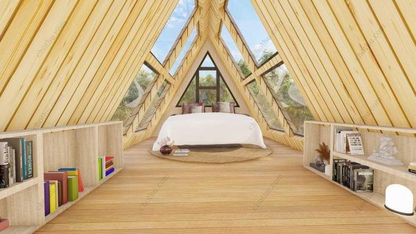 Bản vẽ kiến ​​trúc - Cabin hiện đại 13,7x5,6m có gác xép - Bản thiết kế nhà nghỉ dưỡng tùy chỉnh - Hình ảnh 12