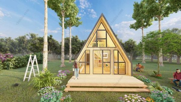 Bản vẽ kiến ​​trúc - Cabin hiện đại 13,7x5,6m có gác xép - Bản thiết kế nhà nghỉ dưỡng tùy chỉnh - Hình ảnh 4