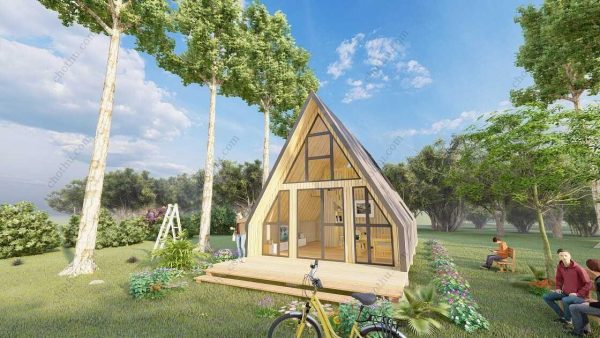 Bản vẽ kiến ​​trúc - Cabin hiện đại 13,7x5,6m có gác xép - Bản thiết kế nhà nghỉ dưỡng tùy chỉnh - Hình ảnh 5