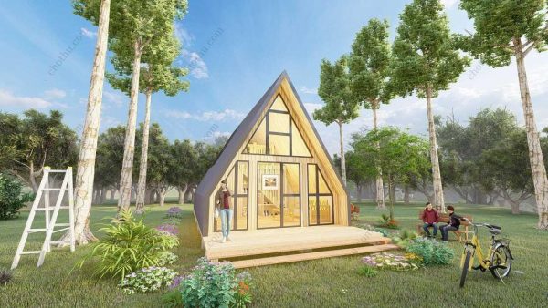 Bản vẽ kiến ​​trúc - Cabin hiện đại 13,7x5,6m có gác xép - Bản thiết kế nhà nghỉ dưỡng tùy chỉnh - Hình ảnh 6