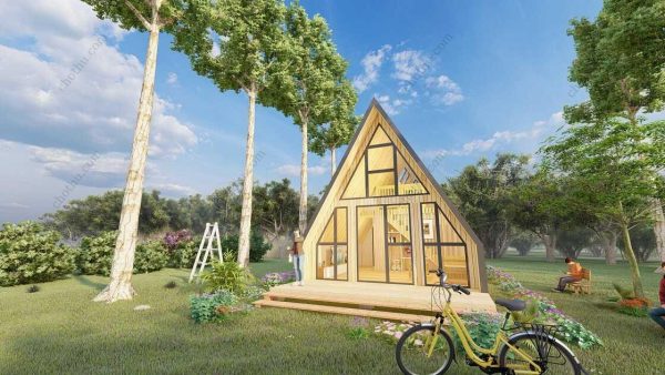 Bản vẽ kiến ​​trúc - Cabin hiện đại 13,7x5,6m có gác xép - Bản thiết kế nhà nghỉ dưỡng tùy chỉnh - Hình ảnh 7