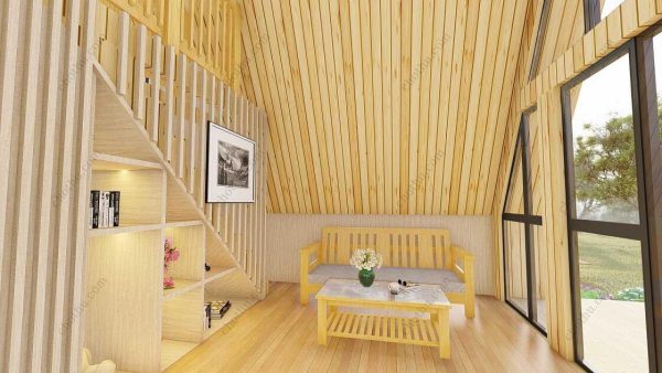 Bản vẽ kiến ​​trúc - Cabin hiện đại 13,7x5,6m có gác xép - Bản thiết kế nhà nghỉ dưỡng tùy chỉnh - Hình ảnh 8