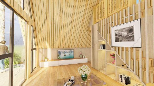 Bản vẽ kiến ​​trúc - Cabin hiện đại 13,7x5,6m có gác xép - Bản thiết kế nhà nghỉ dưỡng tùy chỉnh - Hình ảnh 9
