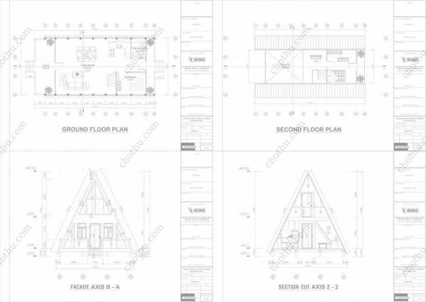 Bản vẽ kiến ​​trúc - Cabin hiện đại 47' x 22' có gác xép - Bản thiết kế nhà nghỉ dưỡng tùy chỉnh - Hình ảnh 2