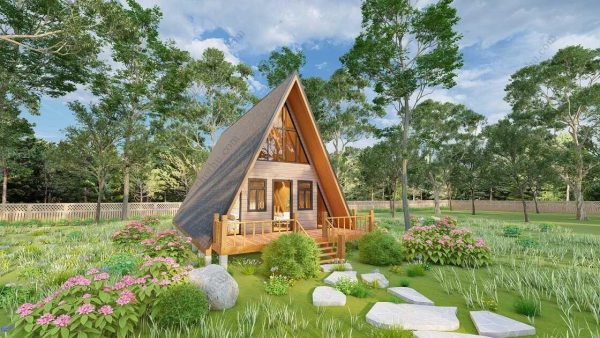 Bản vẽ kiến ​​trúc - Cabin hiện đại 47' x 22' có gác xép - Bản thiết kế nhà nghỉ dưỡng tùy chỉnh - Hình ảnh 3