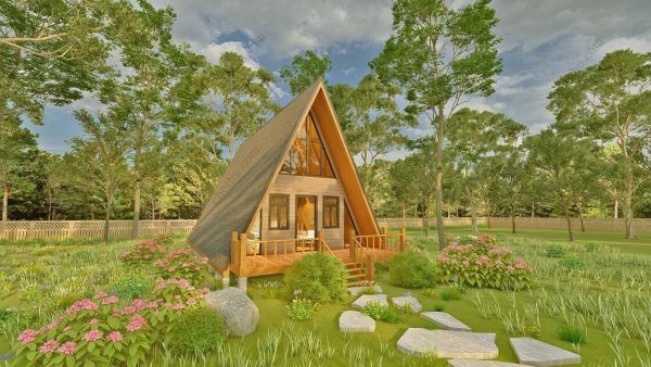 Bản vẽ kiến ​​trúc - Cabin hiện đại 47' x 22' có gác xép - Bản thiết kế nhà nghỉ dưỡng tùy chỉnh - Hình ảnh 4