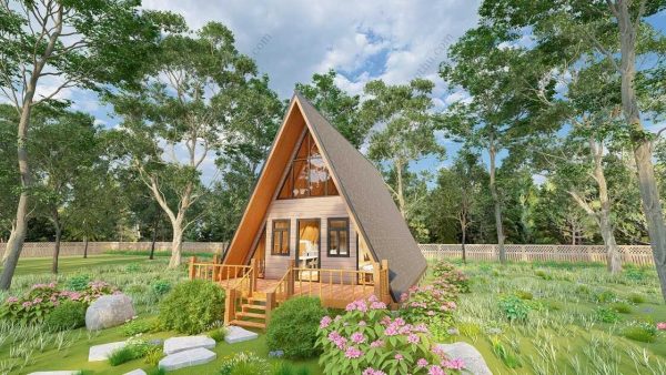 Bản vẽ kiến ​​trúc - Cabin hiện đại 47' x 22' có gác xép - Bản thiết kế nhà nghỉ dưỡng tùy chỉnh - Hình ảnh 5
