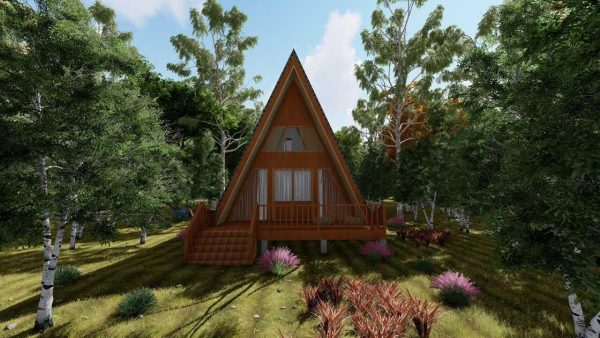 Cabin hiện đại 45' x 22' có gác xép - Bản thiết kế nhà nghỉ dưỡng tùy chỉnh