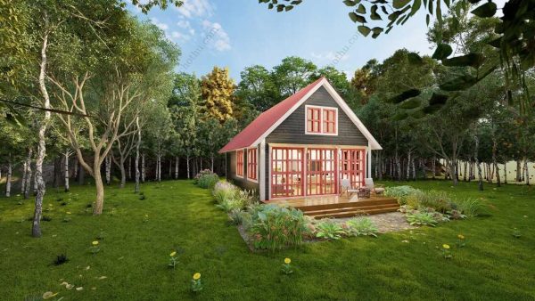 Bản vẽ kiến ​​trúc nhà gỗ hiện đại 40' x 22' – Bản thiết kế nhà nghỉ dưỡng tùy chỉnh - Hình ảnh 3