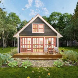 Bản vẽ kiến ​​trúc nhà gỗ hiện đại 40' x 22' – Bản thiết kế nhà nghỉ dưỡng tùy chỉnh