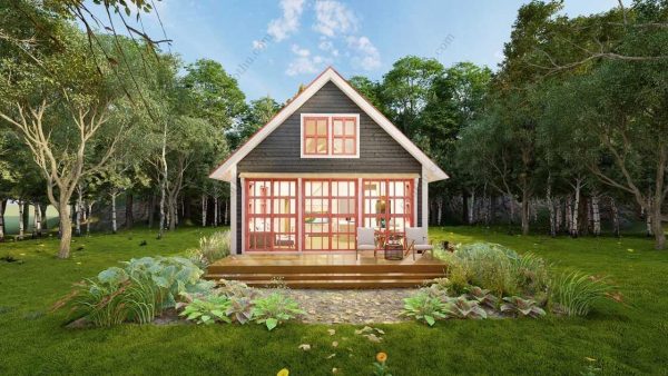 Bản vẽ kiến ​​trúc nhà gỗ hiện đại 40' x 22' – Bản thiết kế nhà nghỉ dưỡng tùy chỉnh
