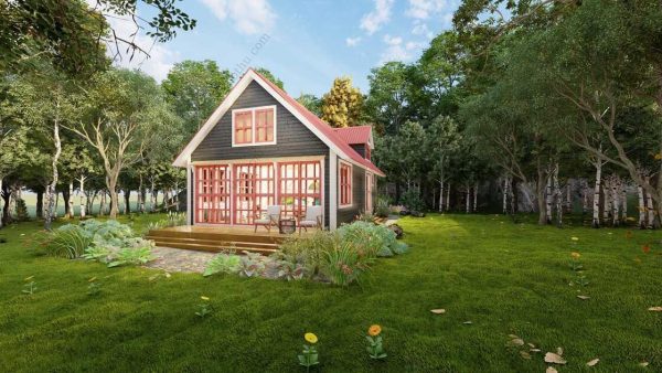 Bản vẽ kiến ​​trúc nhà gỗ hiện đại 40' x 22' – Bản thiết kế nhà nghỉ dưỡng tùy chỉnh - Hình ảnh 4