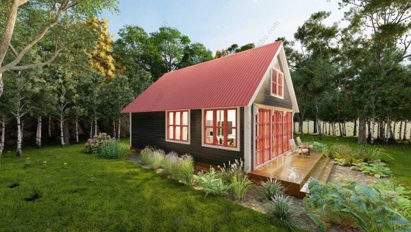 Bản vẽ kiến ​​trúc nhà gỗ hiện đại 40' x 22' – Bản thiết kế nhà nghỉ dưỡng tùy chỉnh - Hình ảnh 7