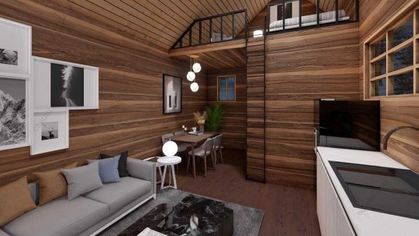 Bản vẽ kiến ​​trúc nhà gỗ hiện đại 25' x 12' – Bản thiết kế nhà nghỉ dưỡng tùy chỉnh - Hình ảnh 10