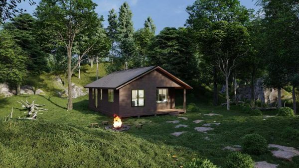 Bản vẽ kiến ​​trúc nhà gỗ hiện đại 24' x 32' – Bản thiết kế nhà nghỉ dưỡng tùy chỉnh