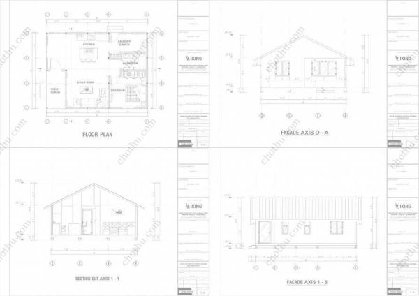 Bản vẽ kiến ​​trúc nhà gỗ hiện đại 24' x 32' – Bản thiết kế nhà nghỉ dưỡng tùy chỉnh - Hình ảnh 2