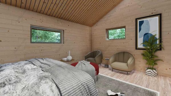 Bản vẽ kiến ​​trúc nhà gỗ hiện đại 15' x 25' – Bản thiết kế nhà nghỉ dưỡng tùy chỉnh - Hình ảnh 11