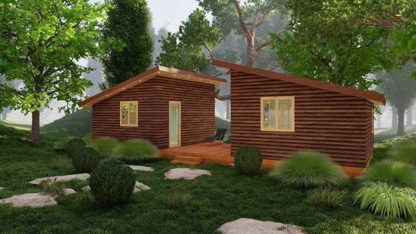 Bản vẽ kiến ​​trúc nhà gỗ hiện đại 41' x 16' – Bản thiết kế nhà nghỉ dưỡng tùy chỉnh - Hình ảnh 3