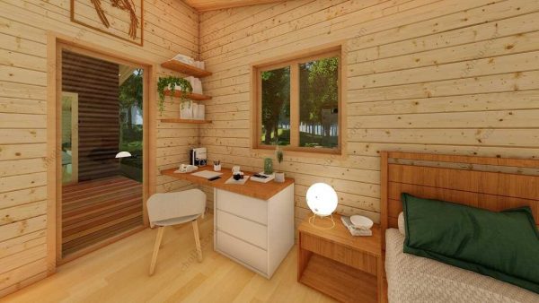 Bản vẽ kiến ​​trúc nhà gỗ hiện đại 41' x 16' – Bản thiết kế nhà nghỉ dưỡng tùy chỉnh - Hình ảnh 5