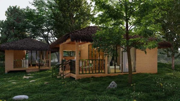 Bản vẽ kiến ​​trúc nhà gỗ hiện đại 23' x 15' – Bản thiết kế nhà nghỉ dưỡng tùy chỉnh - Hình ảnh 2