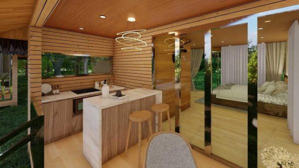 Bản vẽ kiến ​​trúc nhà gỗ hiện đại 23' x 15' – Bản thiết kế nhà nghỉ dưỡng tùy chỉnh - Hình ảnh 12