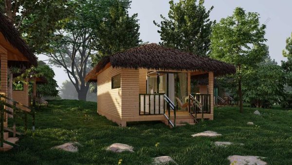 Bản vẽ kiến ​​trúc nhà gỗ hiện đại 23' x 15' – Bản thiết kế nhà nghỉ dưỡng tùy chỉnh