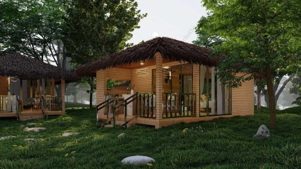 Bản vẽ kiến ​​trúc nhà gỗ hiện đại 23' x 15' – Bản thiết kế nhà nghỉ dưỡng tùy chỉnh - Hình ảnh 3