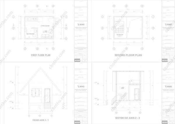 Bản vẽ kiến ​​trúc nhà gỗ hiện đại 12' x 15' – Bản thiết kế nhà nghỉ dưỡng tùy chỉnh - Hình ảnh 2