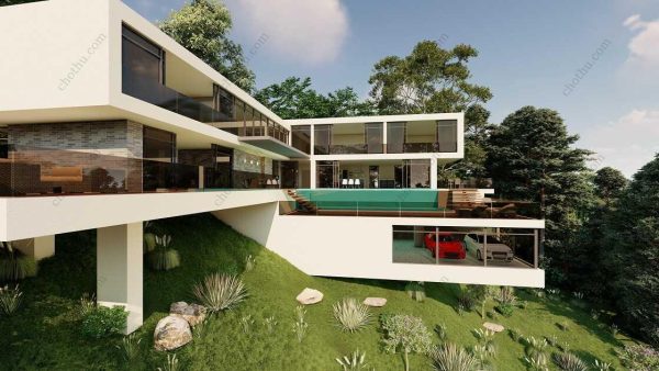 Bản vẽ kiến ​​trúc nhà gỗ hiện đại 96' x 88' – Bản thiết kế nhà nghỉ dưỡng tùy chỉnh - Hình ảnh 3