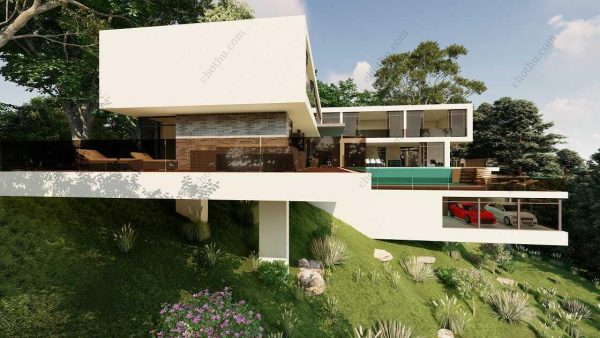 Bản vẽ kiến ​​trúc nhà gỗ hiện đại 96' x 88' – Bản thiết kế nhà nghỉ dưỡng tùy chỉnh - Hình ảnh 4