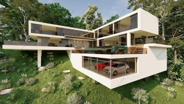 Bản vẽ kiến ​​trúc nhà gỗ hiện đại 96' x 88' – Bản thiết kế nhà nghỉ dưỡng tùy chỉnh - Hình ảnh 5