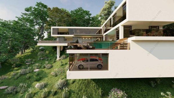 Bản vẽ kiến ​​trúc nhà gỗ hiện đại 96' x 88' – Bản thiết kế nhà nghỉ dưỡng tùy chỉnh - Hình ảnh 6