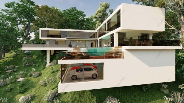 Bản vẽ kiến ​​trúc nhà gỗ hiện đại 96' x 88' – Bản thiết kế nhà nghỉ dưỡng tùy chỉnh - Hình ảnh 7