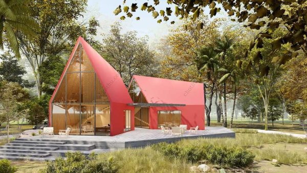 Bản vẽ kiến ​​trúc nhà gỗ hiện đại 66' x 75' – Bản thiết kế nhà nghỉ dưỡng tùy chỉnh - Hình ảnh 3