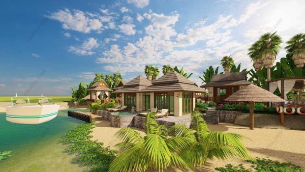 Bản vẽ kiến ​​trúc nhà gỗ hiện đại 16'x16' – Bản thiết kế nhà nghỉ dưỡng tùy chỉnh