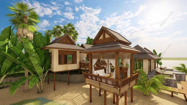 Bản vẽ kiến ​​trúc nhà gỗ hiện đại 16'x16' – Bản thiết kế nhà nghỉ dưỡng tùy chỉnh - Hình ảnh 6