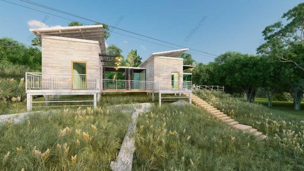 Bản vẽ kiến ​​trúc nhà gỗ hiện đại 10'x35' – Bản thiết kế nhà nghỉ dưỡng tùy chỉnh - Hình ảnh 3