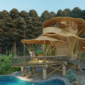 Bản vẽ kiến ​​trúc nhà gỗ hiện đại 75'x72' – Bản thiết kế nhà nghỉ dưỡng tùy chỉnh